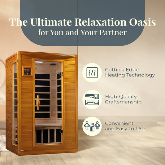 Dynamic Saunas Andora 2-Person Low EMF FAR Infrared Sauna, Canadian Hemlock - True Thera Shop